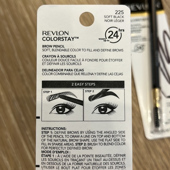 *NEW* (2 pack) Revlon Colorstay Waterproof Brow Pencil - Soft Black 225 - Picture 5 of 8